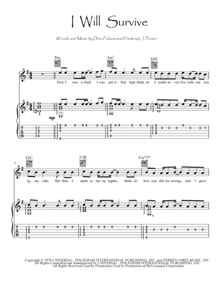 I Will Survive Flute Guitar Duet Sheet Music