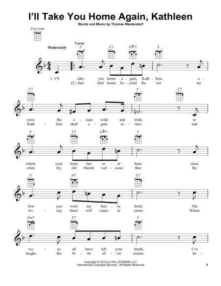 I Will Take You Home Again Kathleen Sheet Music