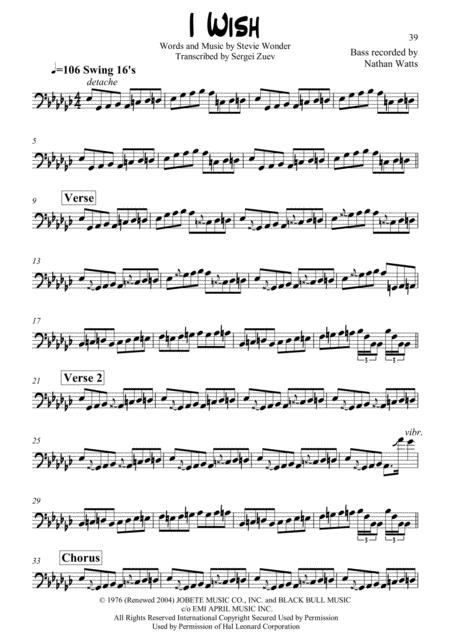 Free Sheet Music I Wish Bass Transcription