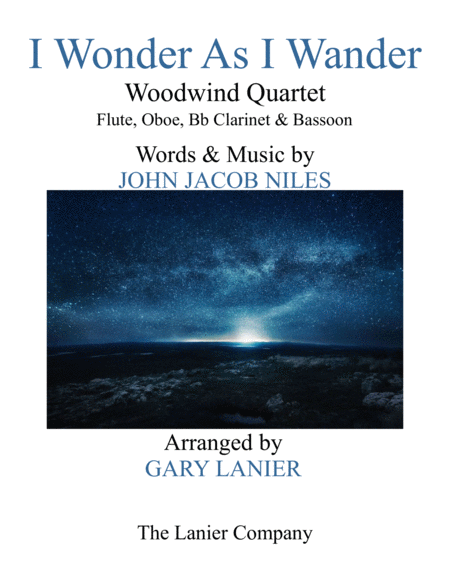 I Wonder As I Wander Woodwind Quartet Score Parts Sheet Music