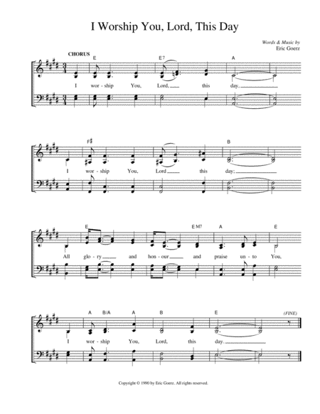 I Worship You Lord This Day Sheet Music