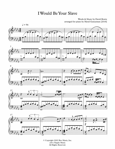 Free Sheet Music I Would Be Your Slave