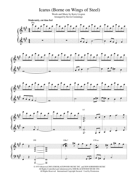 Icarus Borne On Wings Of Steel Sheet Music