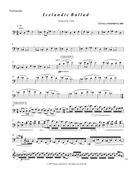 Icelandic Ballad For Cello And Piano 2007 Sheet Music