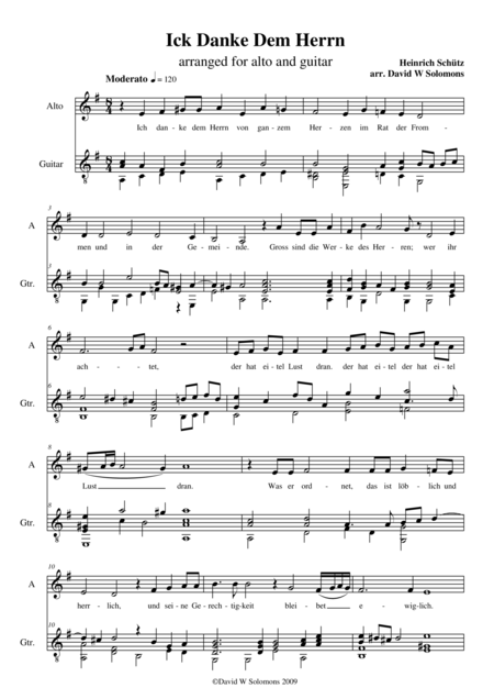 Free Sheet Music Ich Danke Dem Herrn Alto Or Baritone And Classical Guitar