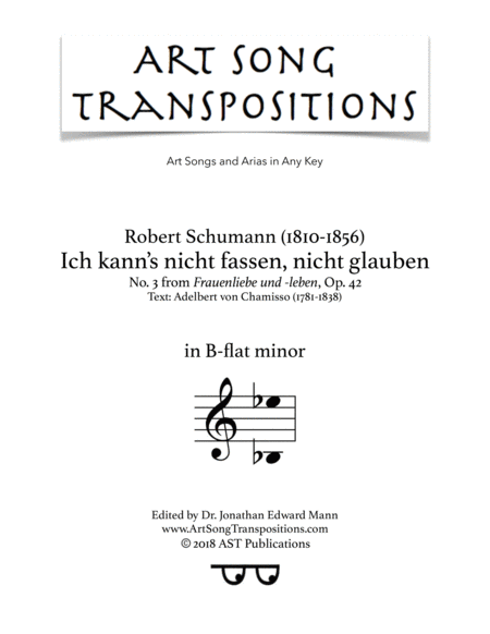 Ich Kanns Nicht Fassen Nicht Glauben Op 42 No 3 B Flat Minor Sheet Music