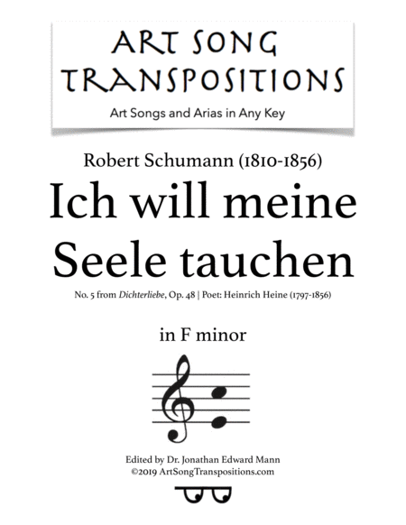 Ich Will Meine Seele Tauchen Op 48 No 5 Transposed To F Minor Sheet Music