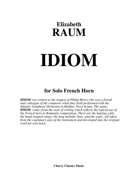 Idiom For Solo French Horn Sheet Music