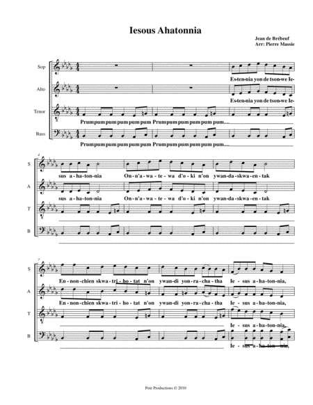 Iesous Ahatonnia Sheet Music