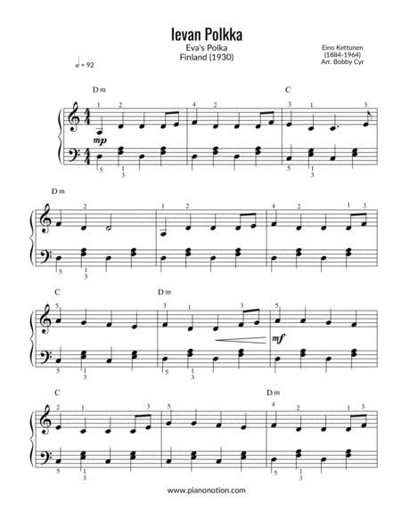 Ievan Polkka Easy Piano Solo Sheet Music