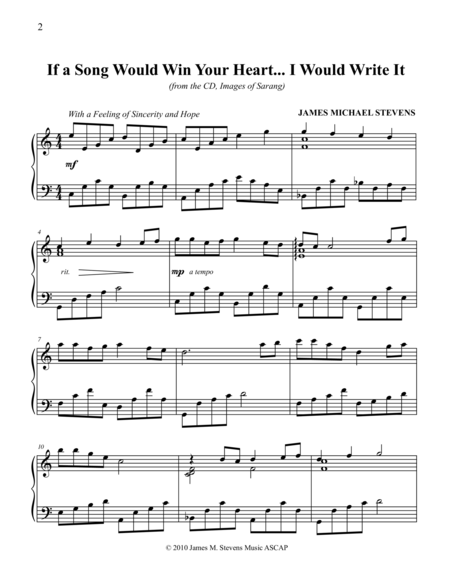 If A Song Would Win Your Heart I Would Write It Sheet Music