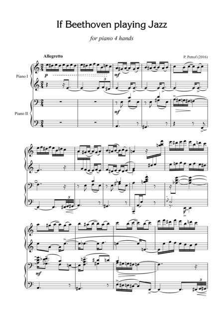 If Beethoven Playing Jazz For Piano 4 Hands Sheet Music