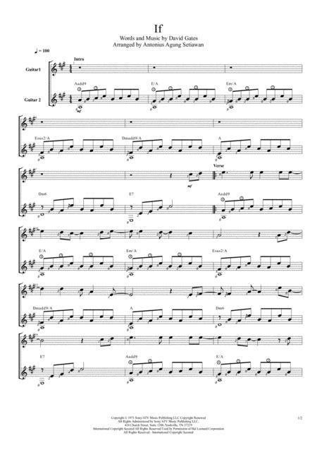 If Duet Guitar Score Sheet Music