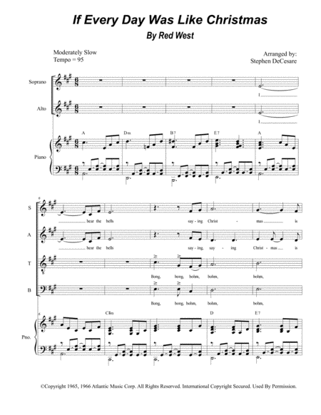 Free Sheet Music If Every Day Was Like Christmas For Satb