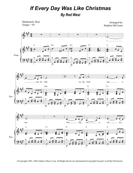 Free Sheet Music If Every Day Was Like Christmas For Vocal Solo