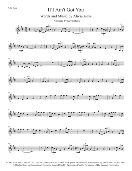 If I Aint Got You Alto Sax Sheet Music