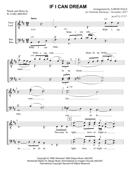 Free Sheet Music If I Can Dream