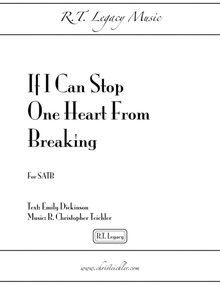 If I Can Stop One Heart From Breaking Satb A Capella Sheet Music