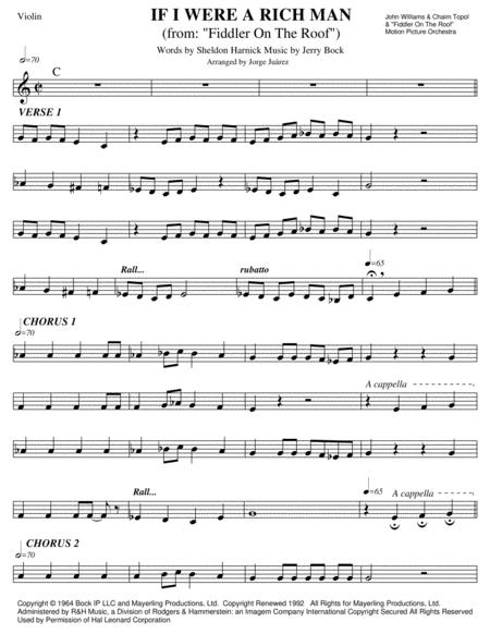 If I Were A Rich Man From Fiddler On The Roof Violin Sheet Music