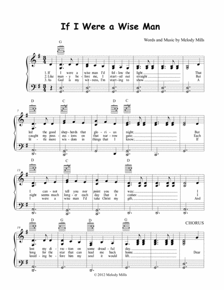 If I Were A Wise Man Sheet Music