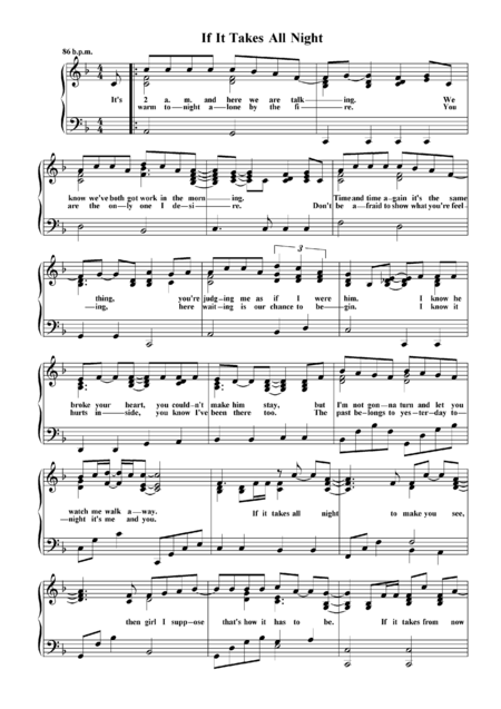 Free Sheet Music If It Takes All Night