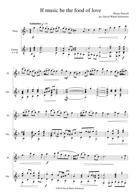 Free Sheet Music If Music Be The Food Of Love For Flute And Guitar