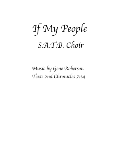 If My People 2 Chronicles 7 14 Sheet Music