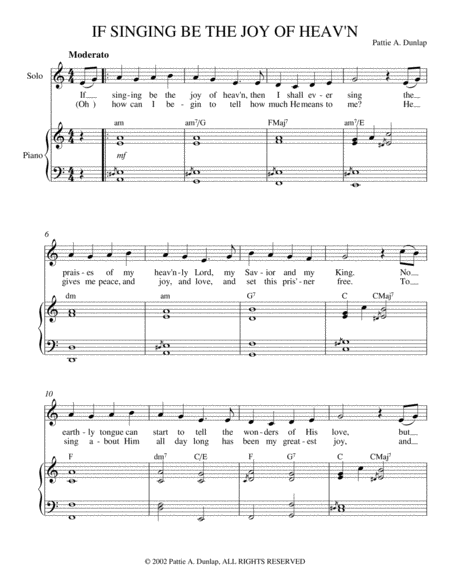 Free Sheet Music If Singing Be The Joy Of Heav N