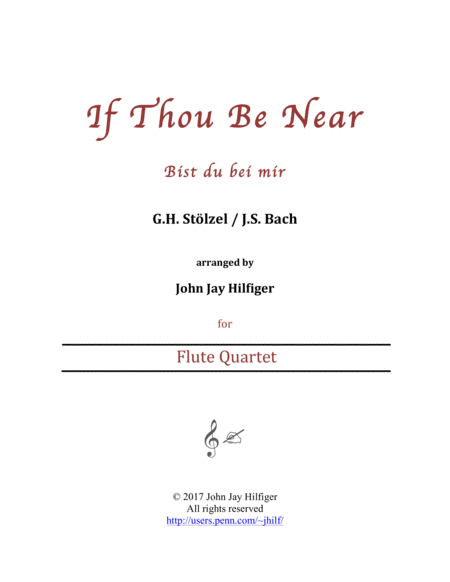 If Thou Be Near Bist Du Bei Mir Flute Quartet Sheet Music