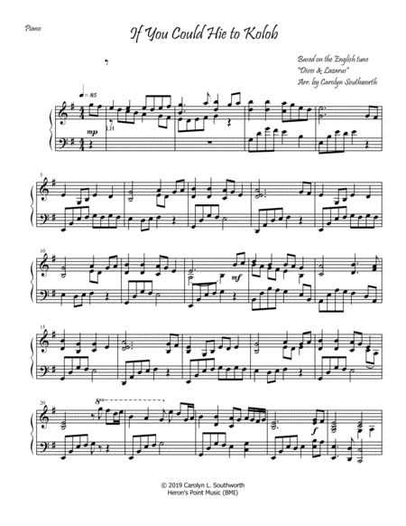 If You Could Hie To Kolob Piano Sheet Music