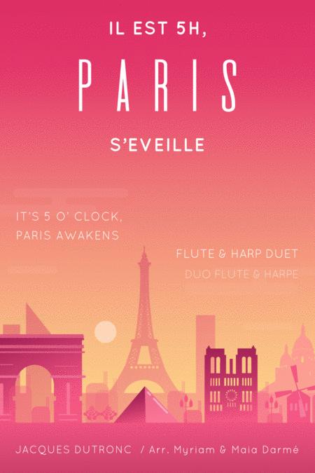 Il Est Cinq Heures Paris Veille Jacques Dutronc Flute And Harp Duet Sheet Music