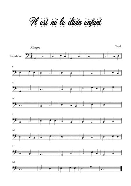 Free Sheet Music Il Est N Le Divin Enfant For Trombone