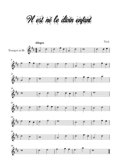 Il Est N Le Divin Enfant For Trumpet Sheet Music