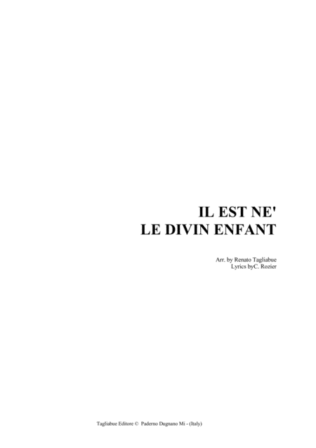 Il Est Ne Le Divin Enfant Arr For Satb Choir And Organ Sheet Music