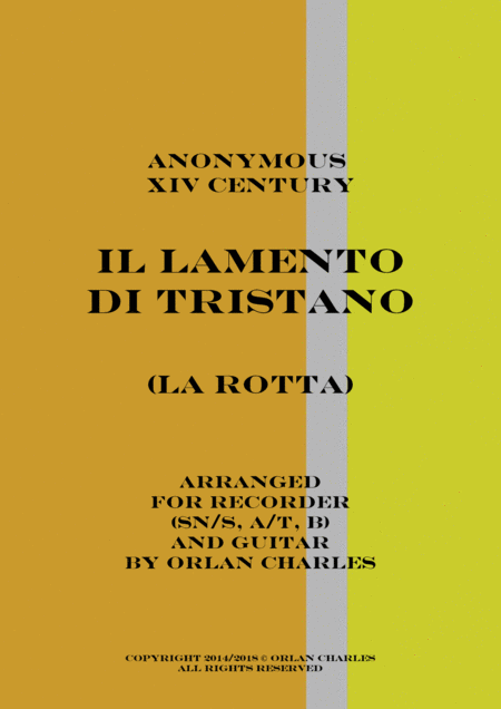 Free Sheet Music Il Lamento Di Tristano La Rotta