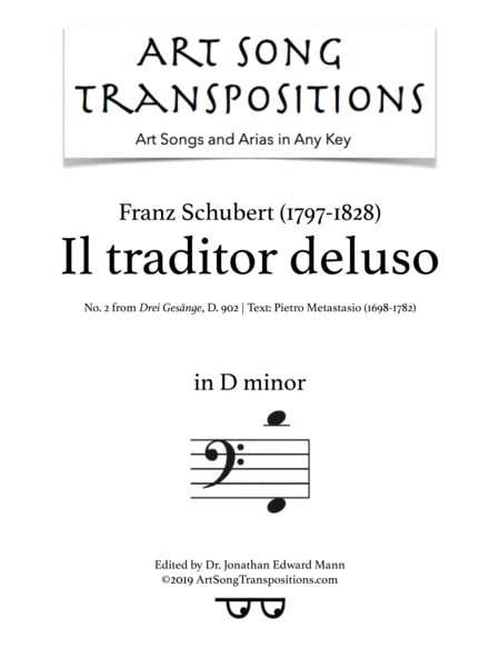 Il Traditor Deluso D 902 No 2 D Minor Sheet Music