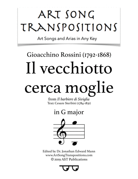 Il Vecchiotto Cerca Moglie G Major Sheet Music