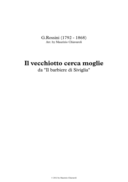 Il Vecchiotto Cerca Moglie Sheet Music