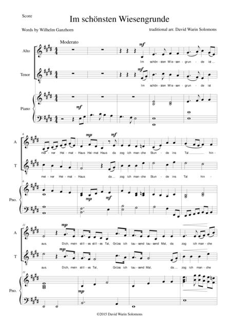 Free Sheet Music Im Schnsten Wiesengrunde For Alto Tenor And Piano