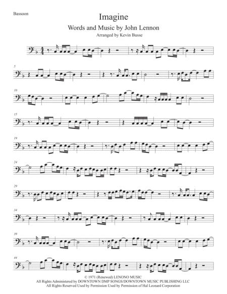 Free Sheet Music Imagine Bassoon