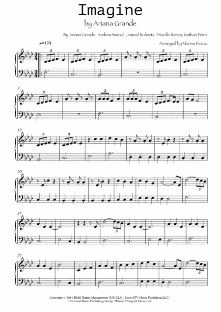 Imagine By Ariana Grande Easy To Read Format Sheet Music