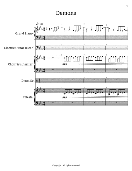 Imagine Dragons Demons Sheet Music