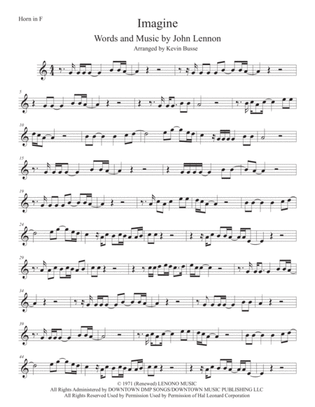 Imagine Horn In F Sheet Music