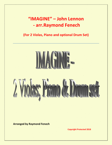 Imagine John Lennon 2 Violas And Piano With Optional Drum Set Sheet Music