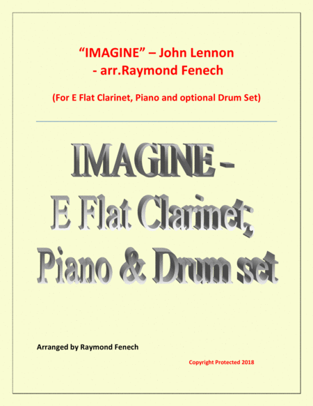 Imagine John Lennon E Flat Clarinet And Piano With Optional Drum Set Sheet Music