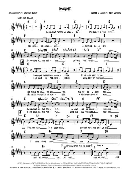 Imagine John Lennon Lead Sheet Key Of B Sheet Music