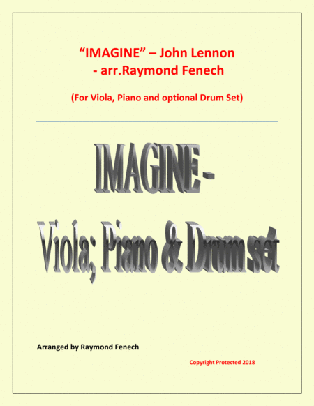 Imagine John Lennon Viola And Piano With Optional Drum Set Sheet Music