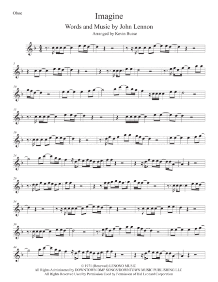 Imagine Oboe Sheet Music