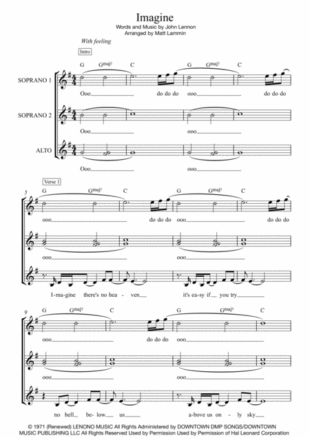 Imagine Ssa Sheet Music