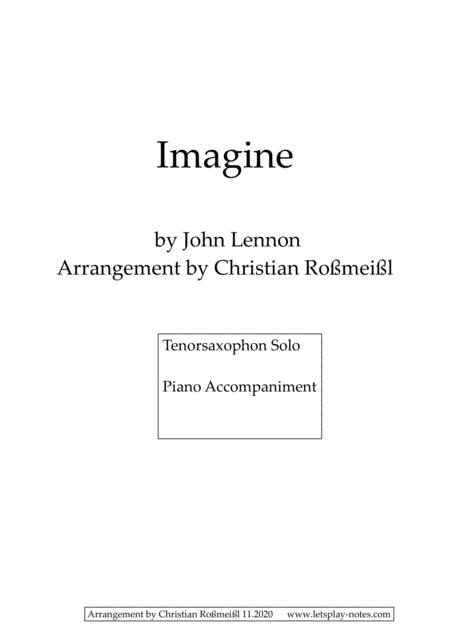 Imagine With Tenorsax And Piano Sheet Music